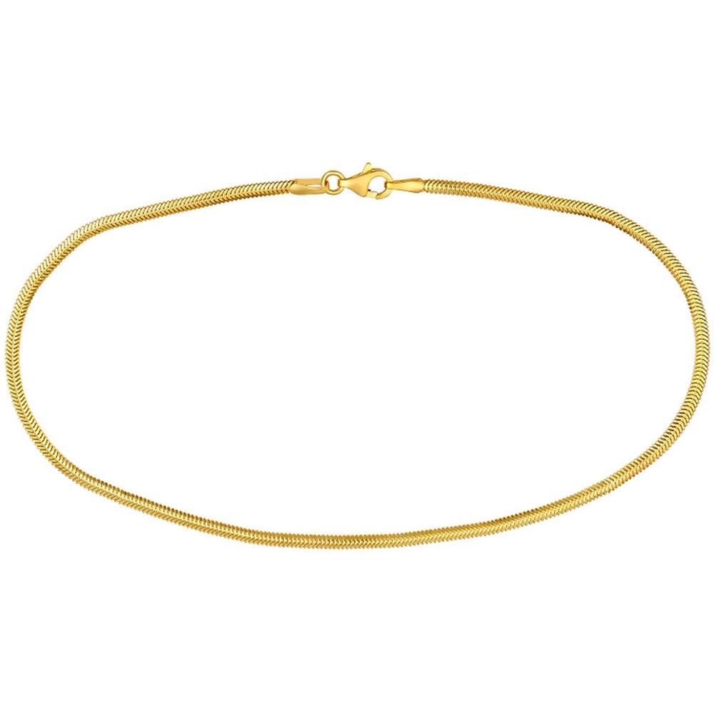 Olas d'Oro - 14K Yellow Gold Hollow Diamond-Cut Snake Anklet with Pear Shape Lobster Clasp