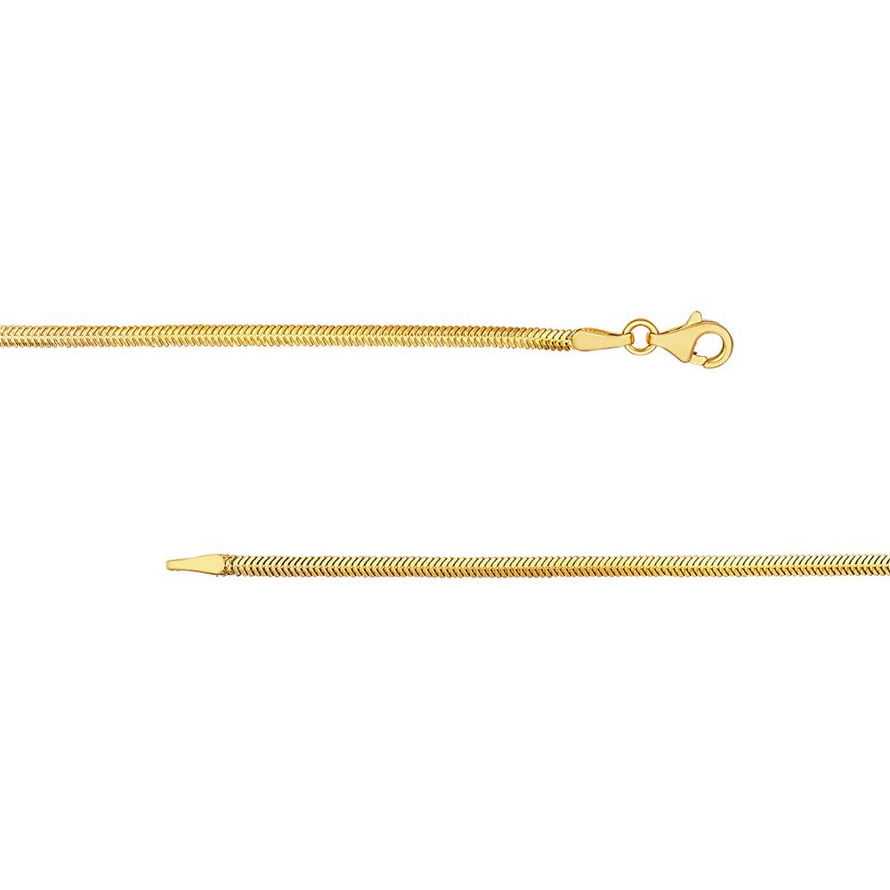 Olas d'Oro - 14K Yellow Gold Hollow Diamond-Cut Snake Anklet with Pear Shape Lobster Clasp