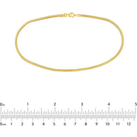 Olas d'Oro - 14K Yellow Gold Hollow Diamond-Cut Snake Anklet with Pear Shape Lobster Clasp