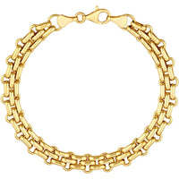 Olas d'Oro - 14K Yellow Gold Hollow Fancy Link Chain Bracelet with Lobster Clasp - 7.38g Total Weight