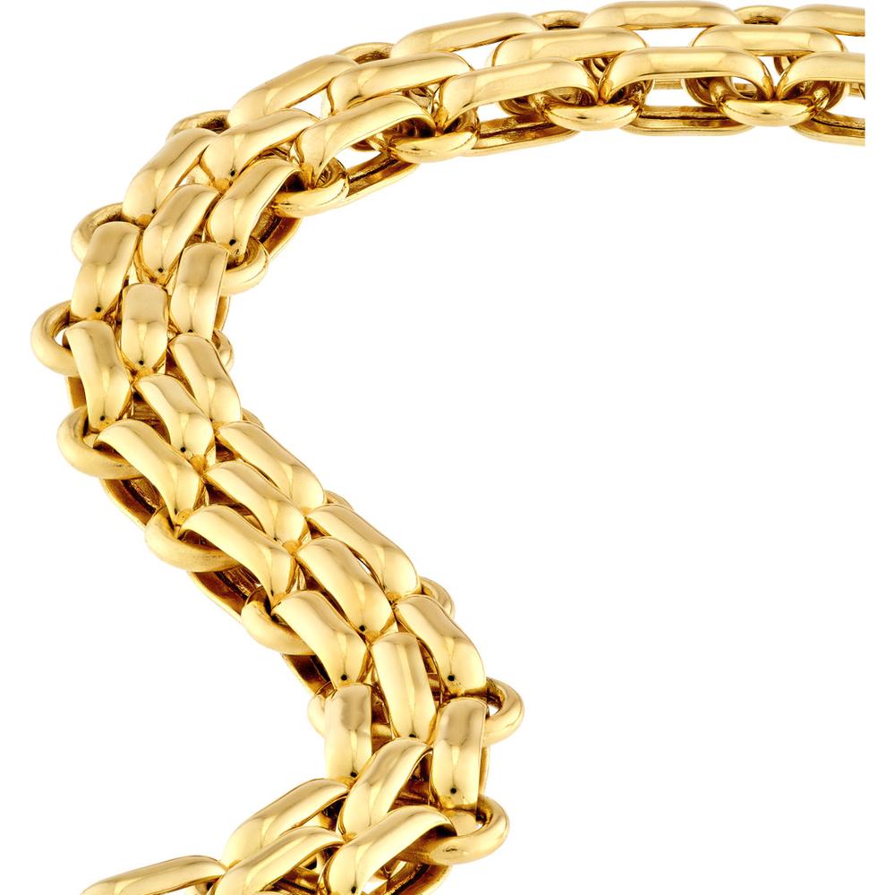 Olas d'Oro - 14K Yellow Gold Hollow Fancy Link Chain Bracelet with Lobster Clasp - 7.38g Total Weight