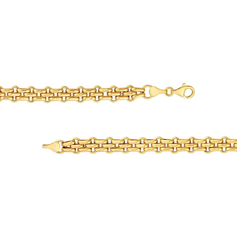 Olas d'Oro - 14K Yellow Gold Hollow Fancy Link Chain Bracelet with Lobster Clasp - 7.38g Total Weight