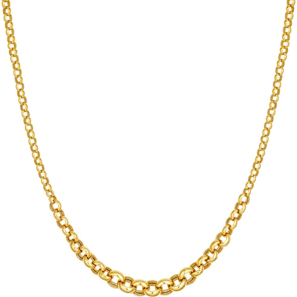 Olas d'Oro - 14K Yellow Gold Hollow Graduated Large Rolo Necklace - 9.68g