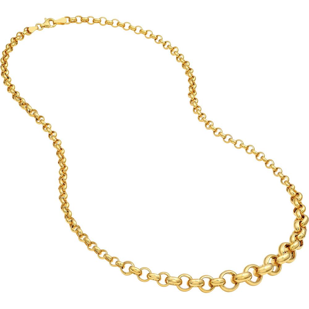Olas d'Oro - 14K Yellow Gold Hollow Graduated Large Rolo Necklace - 9.68g