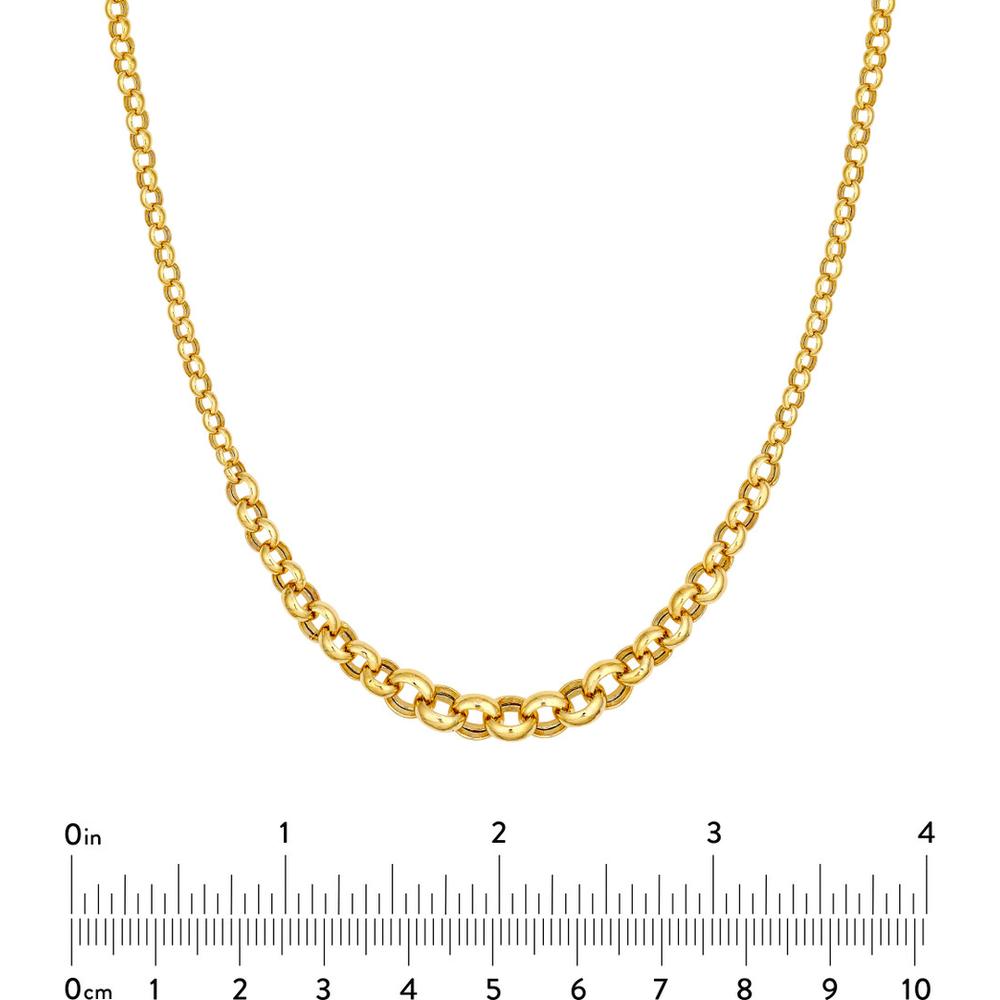 Olas d'Oro - 14K Yellow Gold Hollow Graduated Large Rolo Necklace - 9.68g
