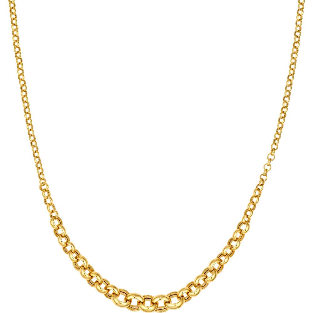 Olas d'Oro - 14K Yellow Gold Hollow Graduated Medium Rolo Necklace - 7.46g