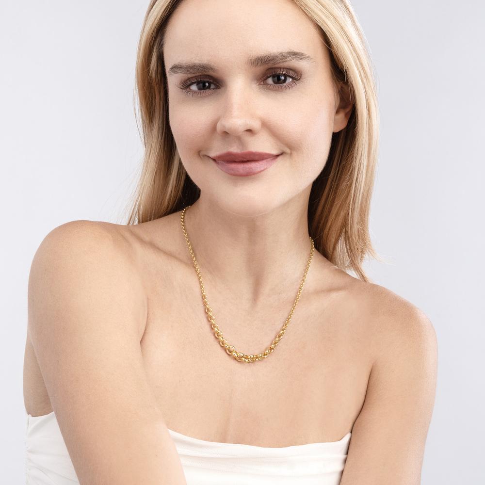 Olas d'Oro - 14K Yellow Gold Hollow Graduated Medium Rolo Necklace - 7.46g