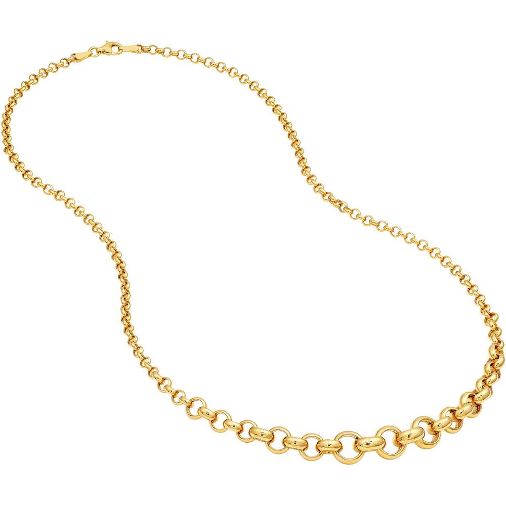 Olas d'Oro - 14K Yellow Gold Hollow Graduated Medium Rolo Necklace - 7.46g