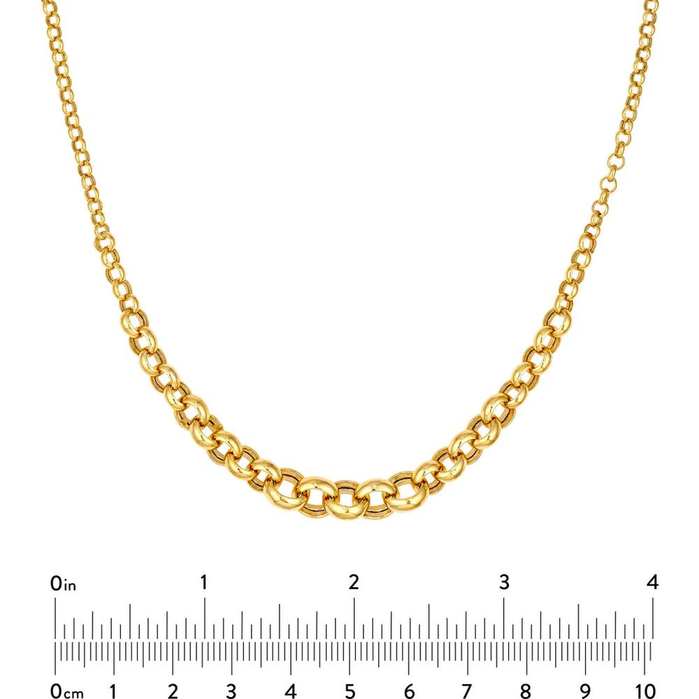 Olas d'Oro - 14K Yellow Gold Hollow Graduated Medium Rolo Necklace - 7.46g