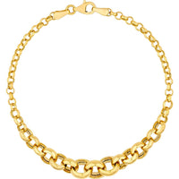 Olas d'Oro - 14K Yellow Gold Hollow Graduated Round Link Bracelet - 4.09g