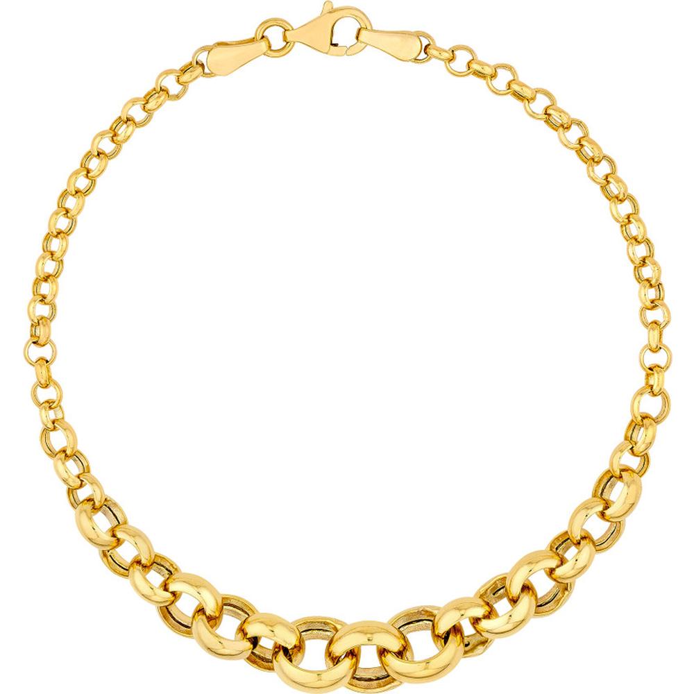 Olas d'Oro - 14K Yellow Gold Hollow Graduated Round Link Bracelet - 4.09g