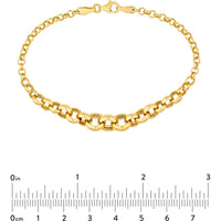 Olas d'Oro - 14K Yellow Gold Hollow Graduated Round Link Bracelet - 4.09g