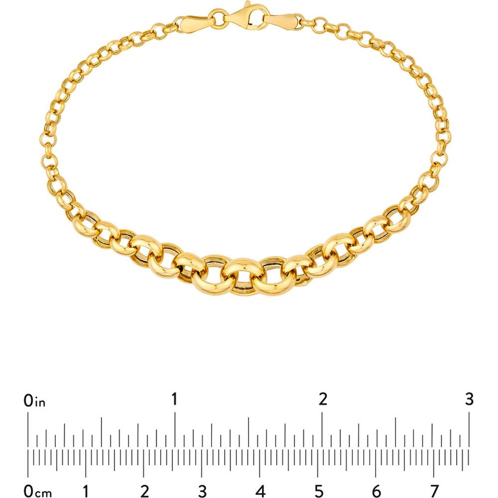Olas d'Oro - 14K Yellow Gold Hollow Graduated Round Link Bracelet - 4.09g