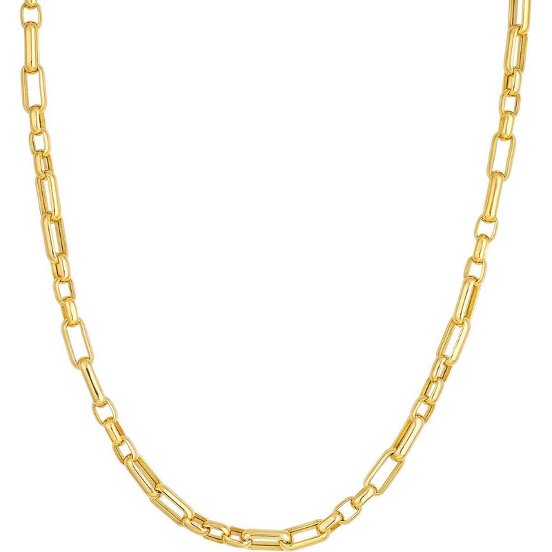 Olas d'Oro - 14K Yellow Gold Hollow Handmade Oval Link Chain Necklace - 18'' Length