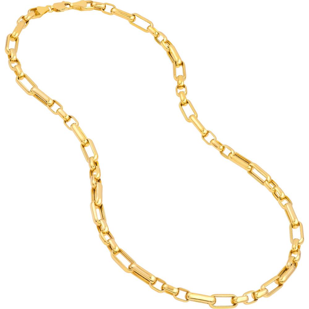Olas d'Oro - 14K Yellow Gold Hollow Handmade Oval Link Chain Necklace - 18'' Length
