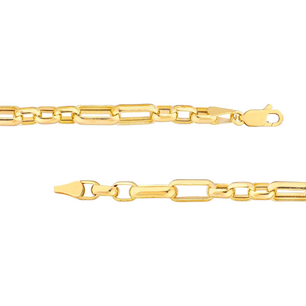 Olas d'Oro - 14K Yellow Gold Hollow Handmade Oval Link Chain Necklace - 18'' Length