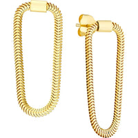 Olas d'Oro - 14K Yellow Gold Hollow Loop Snake Chain Earrings - 1.69g Total Weight