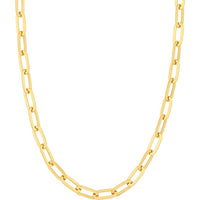 Olas d'Oro - 14K Yellow Gold Hollow Oval Link Chain Necklace - 18'' Length, 15.5g Weight