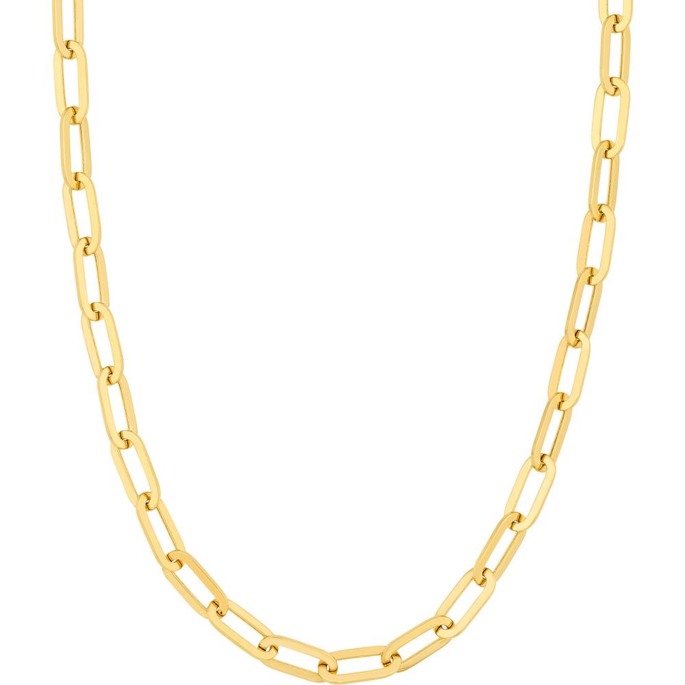 Olas d'Oro - 14K Yellow Gold Hollow Oval Link Chain Necklace - 18'' Length, 15.5g Weight