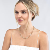 Olas d'Oro - 14K Yellow Gold Hollow Oval Link Chain Necklace - 18'' Length, 15.5g Weight
