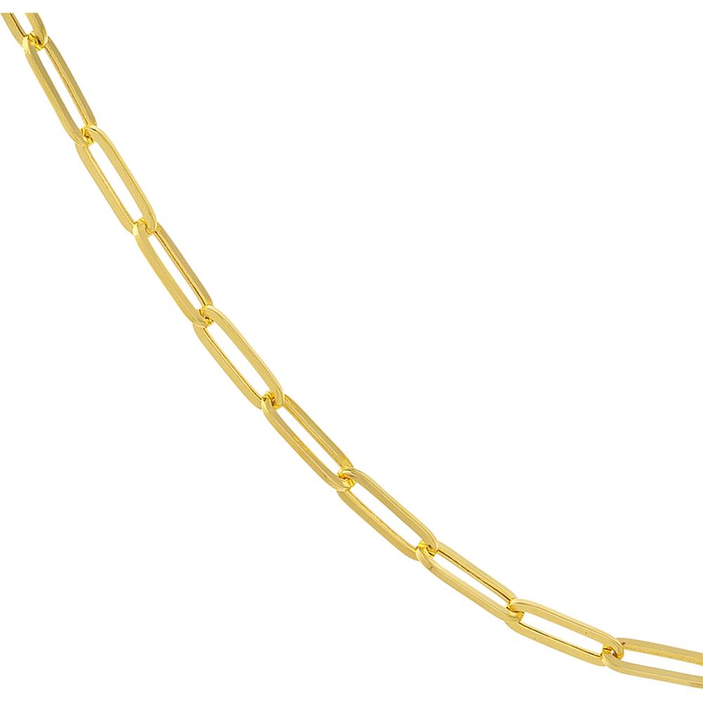 Olas d'Oro - 14K Yellow Gold Hollow Paper Clip Chain with Pear Lock - 20" Necklace