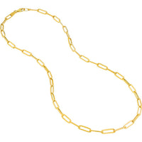 Olas d'Oro - 14K Yellow Gold Hollow Paper Clip Chain with Pear Lock - 20" Necklace