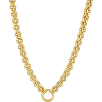 Olas d'Oro - 14K Yellow Gold Hollow Railroad Link Necklace - Lightweight Design with Lobster Clasp