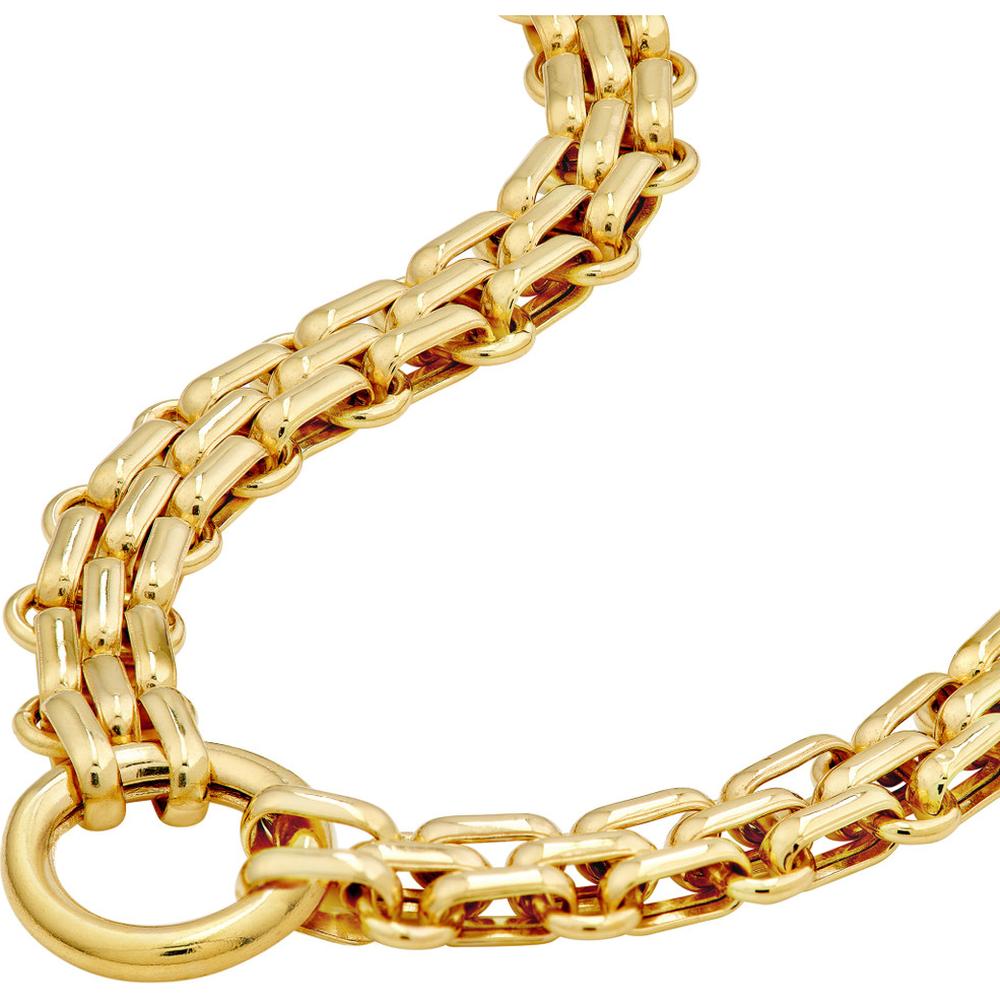 Olas d'Oro - 14K Yellow Gold Hollow Railroad Link Necklace - Lightweight Design with Lobster Clasp