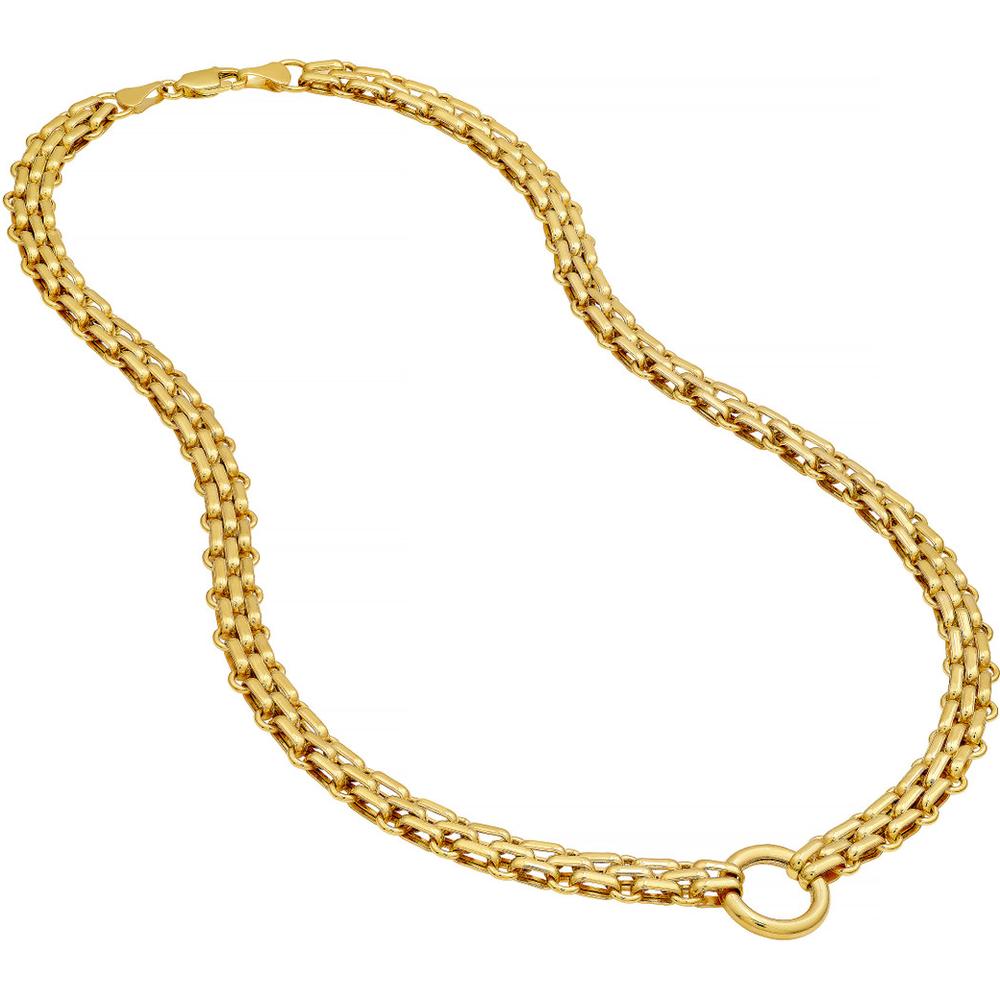 Olas d'Oro - 14K Yellow Gold Hollow Railroad Link Necklace - Lightweight Design with Lobster Clasp