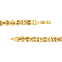 Olas d'Oro - 14K Yellow Gold Hollow Railroad Link Necklace - Lightweight Design with Lobster Clasp