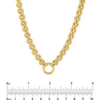 Olas d'Oro - 14K Yellow Gold Hollow Railroad Link Necklace - Lightweight Design with Lobster Clasp