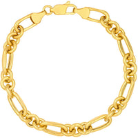 Olas d'Oro - 14K Yellow Gold Hollow Rolo Oval Link Bracelet with Lobster Clasp - 8.20g Weight