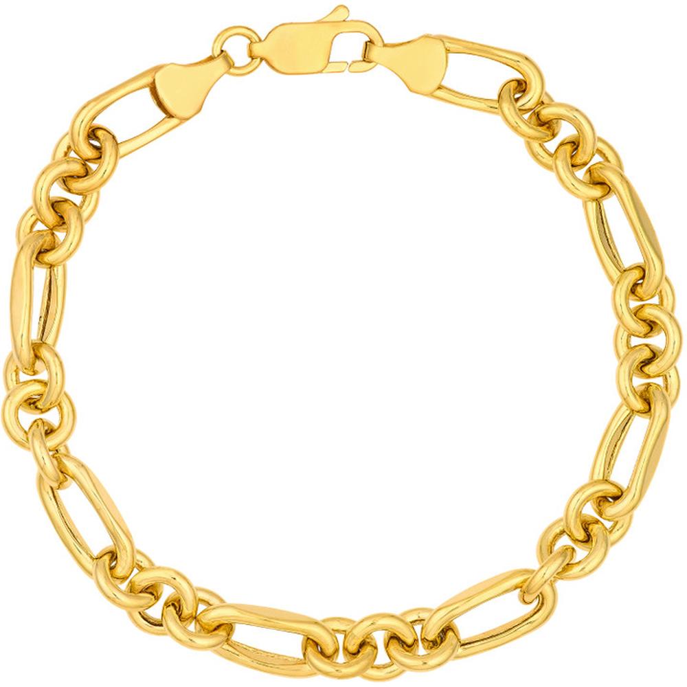 Olas d'Oro - 14K Yellow Gold Hollow Rolo Oval Link Bracelet with Lobster Clasp - 8.20g Weight