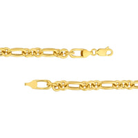 Olas d'Oro - 14K Yellow Gold Hollow Rolo Oval Link Bracelet with Lobster Clasp - 8.20g Weight
