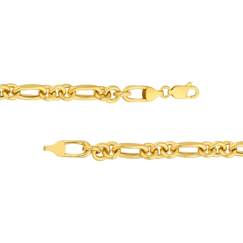 Olas d'Oro - 14K Yellow Gold Hollow Rolo Oval Link Bracelet with Lobster Clasp - 8.20g Weight
