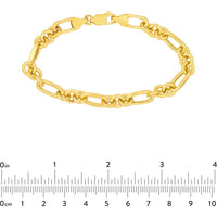 Olas d'Oro - 14K Yellow Gold Hollow Rolo Oval Link Bracelet with Lobster Clasp - 8.20g Weight