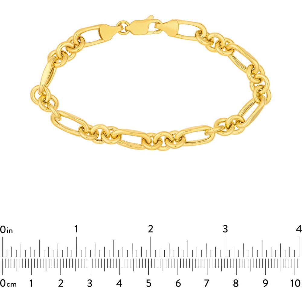 Olas d'Oro - 14K Yellow Gold Hollow Rolo Oval Link Bracelet with Lobster Clasp - 8.20g Weight