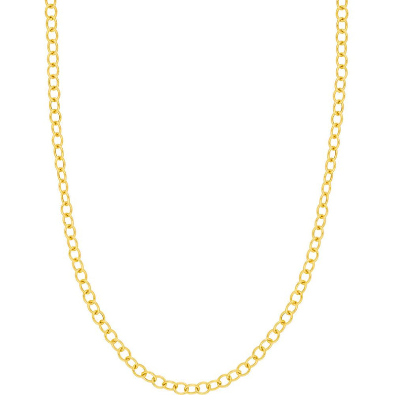Olas d'Oro - 14K Yellow Gold Hollow Rounded Link Chain 18-Inch Necklace - 6.26g Average Weight