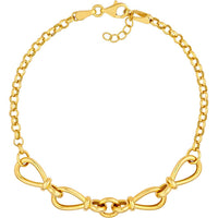 Olas d'Oro - 14K Yellow Gold Hollow Teardrop Link Adjustable Bracelet  4.62g Weight