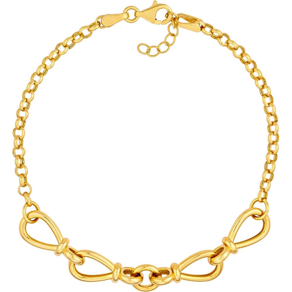 Olas d'Oro - 14K Yellow Gold Hollow Teardrop Link Adjustable Bracelet  4.62g Weight