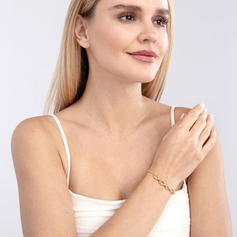 Olas d'Oro - 14K Yellow Gold Hollow Teardrop Link Adjustable Bracelet  4.62g Weight