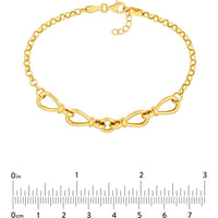 Olas d'Oro - 14K Yellow Gold Hollow Teardrop Link Adjustable Bracelet  4.62g Weight