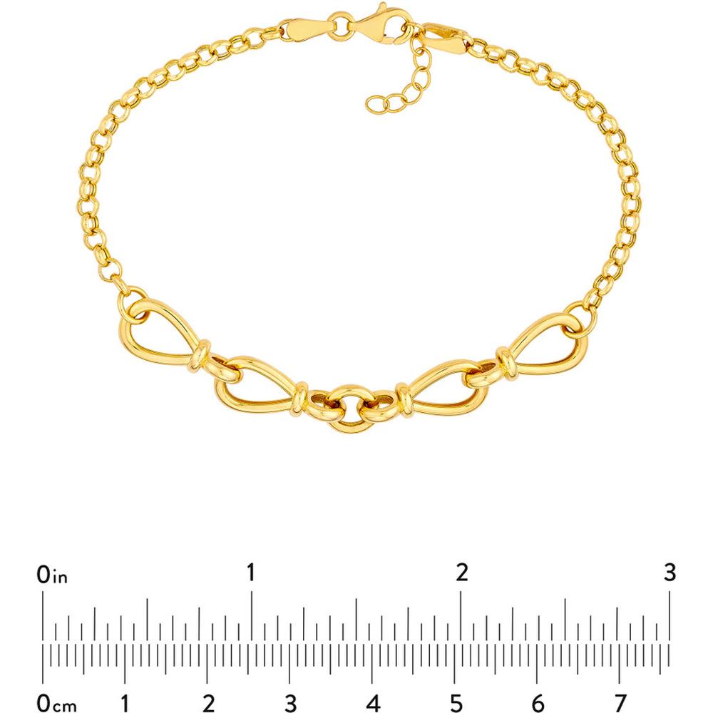 Olas d'Oro - 14K Yellow Gold Hollow Teardrop Link Adjustable Bracelet  4.62g Weight