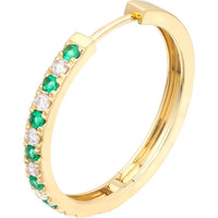 Olas d'Oro - 14K Yellow Gold Hoop Earrings with Emeralds & Diamonds - 0.43 Carat Total Carat Weight