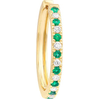 Olas d'Oro - 14K Yellow Gold Hoop Earrings with Emeralds & Diamonds - 0.43 Carat Total Carat Weight