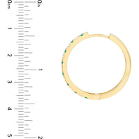 Olas d'Oro - 14K Yellow Gold Hoop Earrings with Emeralds & Diamonds - 0.43 Carat Total Carat Weight