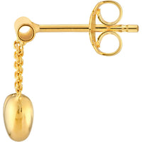 Olas d'Oro - 14K Yellow Gold Horizontal Bar Dangle Earrings with Heart Chain