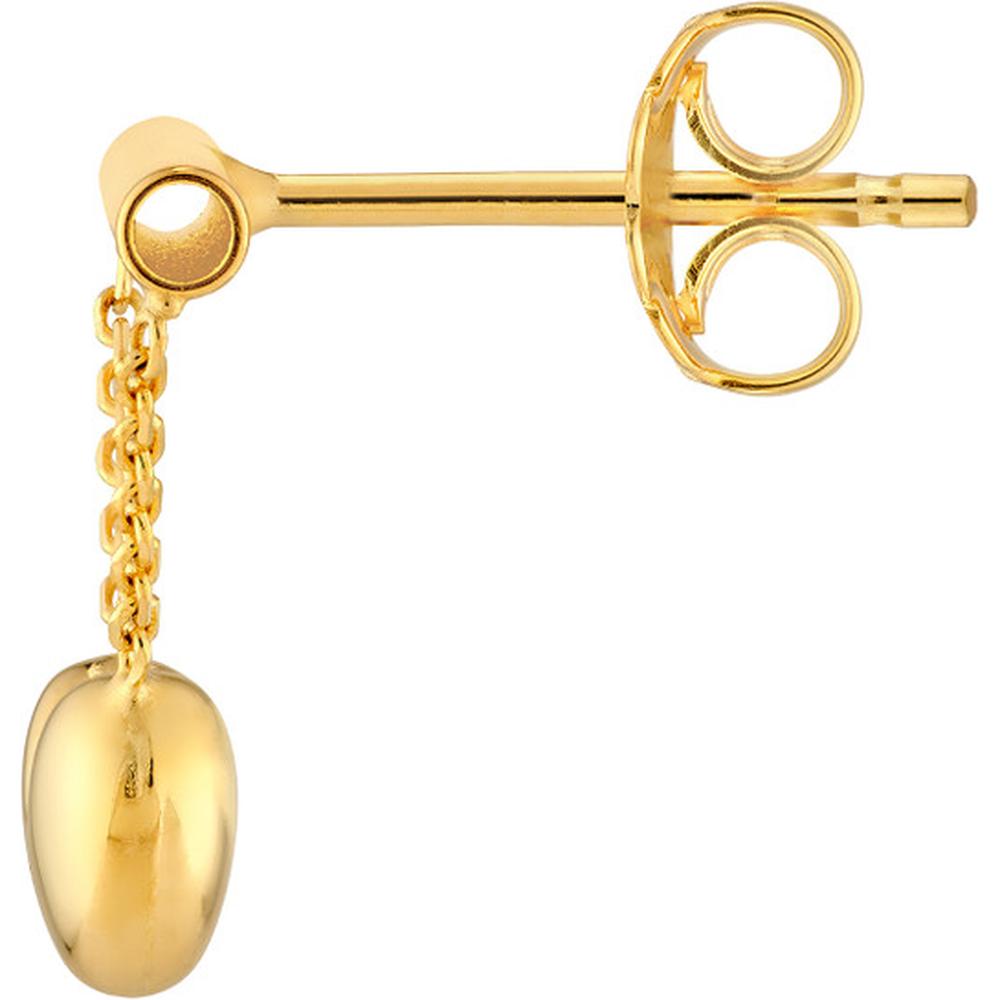 Olas d'Oro - 14K Yellow Gold Horizontal Bar Dangle Earrings with Heart Chain