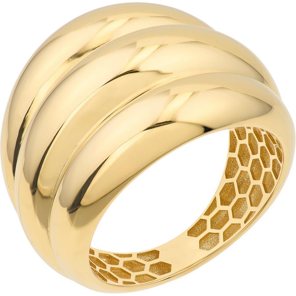 Olas d'Oro - 14K Yellow Gold Horizontal Fluted Polished Dome Ring - Size 6