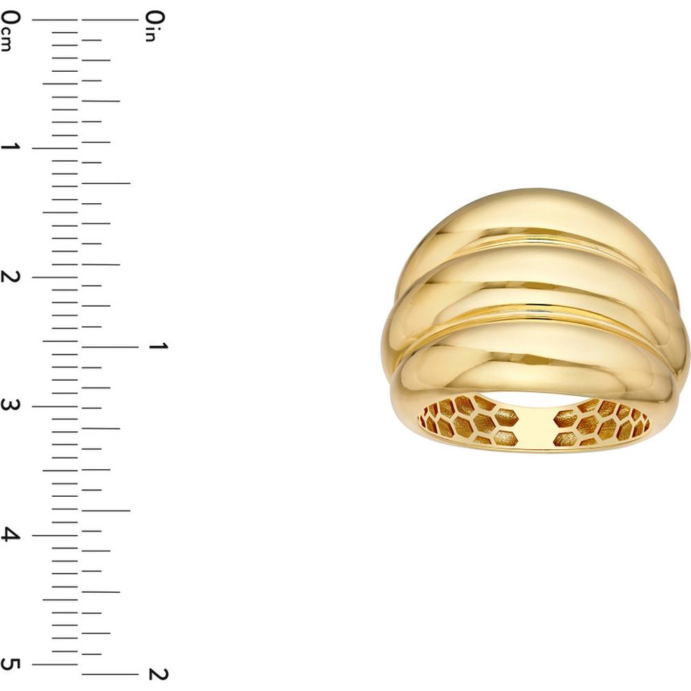 Olas d'Oro - 14K Yellow Gold Horizontal Fluted Polished Dome Ring - Size 6